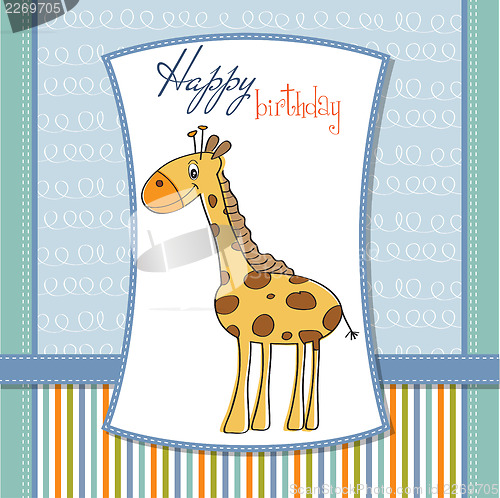 Image of happy birthday card with nice giraffe