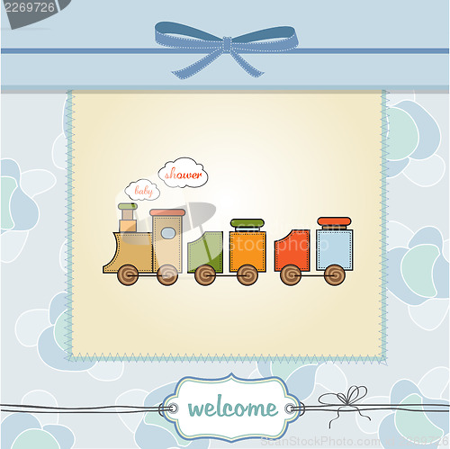 Image of baby  shower card with toy train