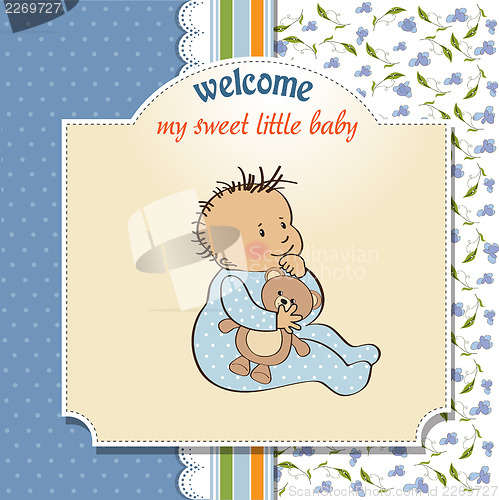 Image of baby announcement card with little boy