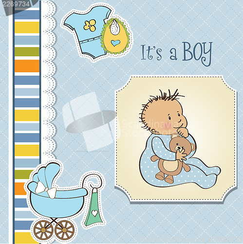Image of baby announcement card with little boy