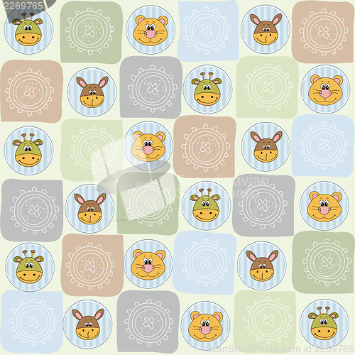 Image of childish seamless pattern with animal toys