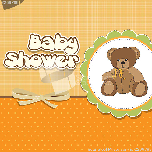 Image of baby shower card with teddy