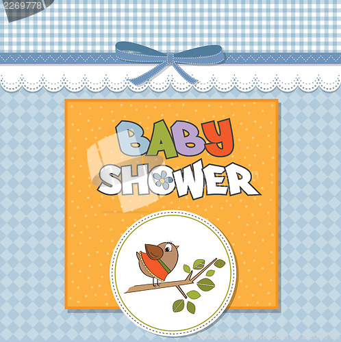 Image of welcome baby card with funny little bird