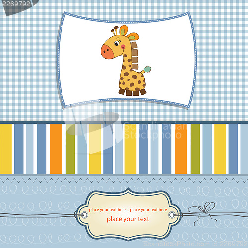Image of new baby announcement card with giraffe