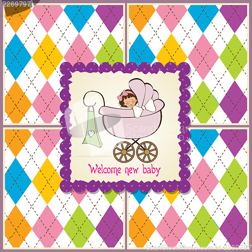 Image of baby girl announcement card