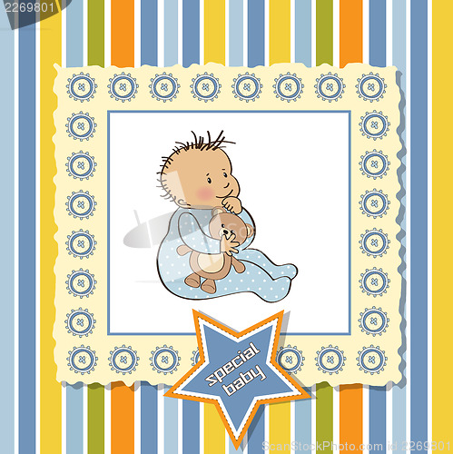 Image of baby announcement card with little boy