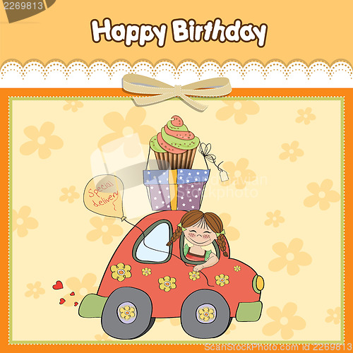 Image of birthday card with funny little girl