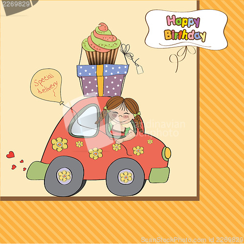 Image of birthday card with funny little girl