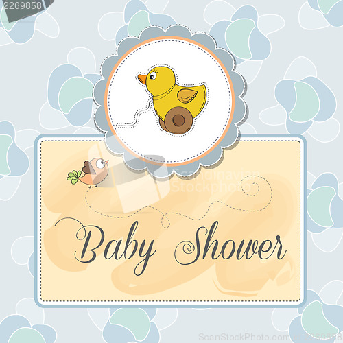 Image of baby shower card with duck toy