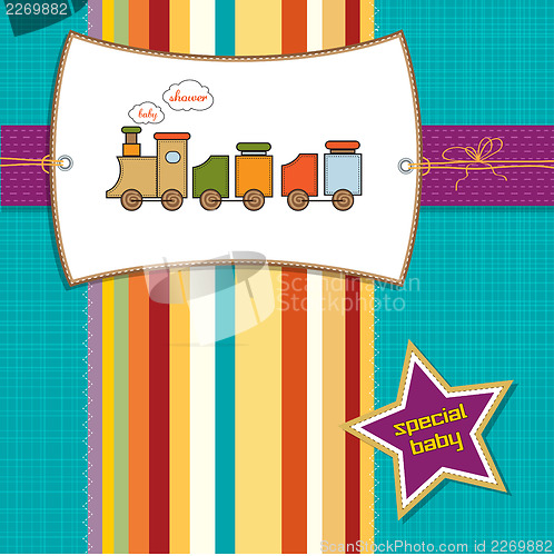 Image of baby  shower card with toy train
