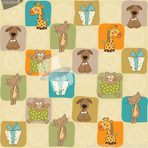 Image of childish seamless pattern with toys