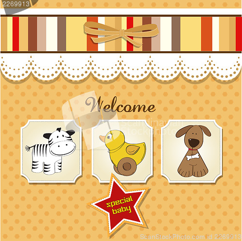 Image of baby shower card with toys