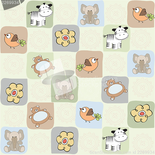 Image of childish seamless pattern with toys