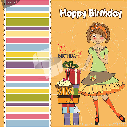 Image of pretty young girl with gift