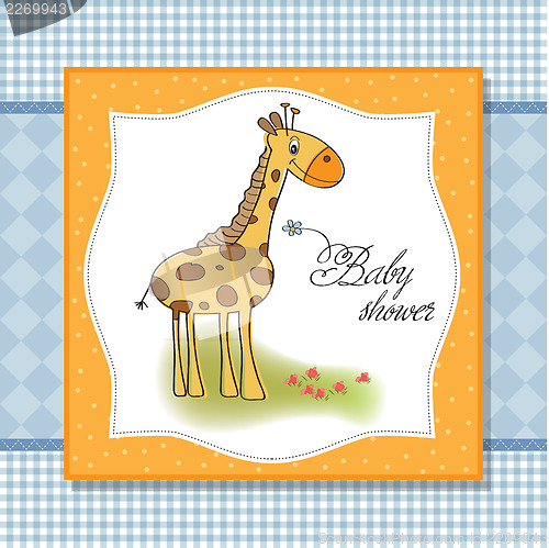 Image of new baby announcement card with giraffe