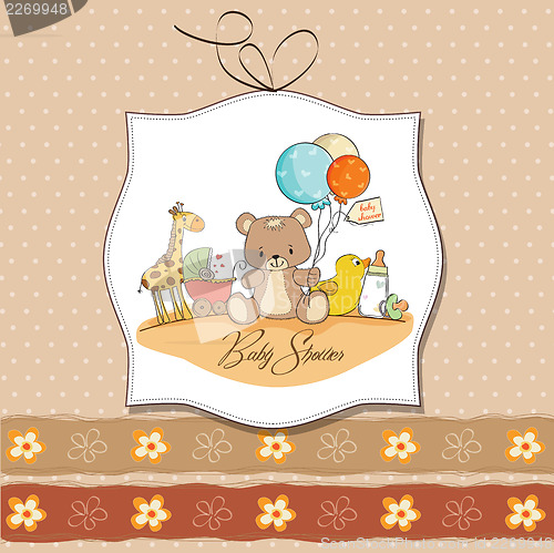 Image of baby shower card with toys