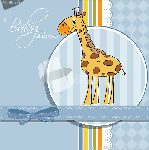 Image of new baby announcement card with giraffe