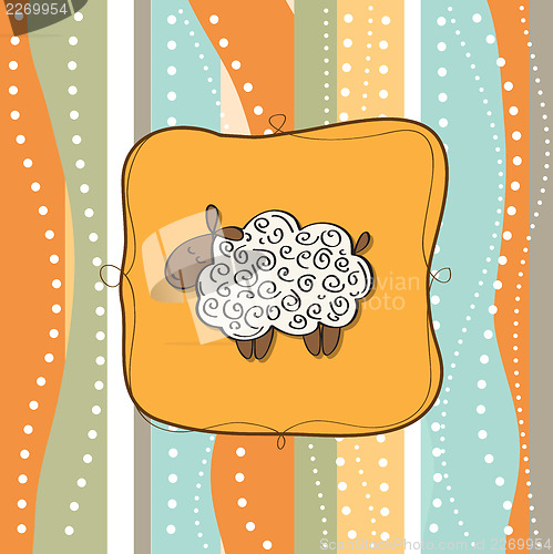 Image of funny greeting card with cartoon sheep