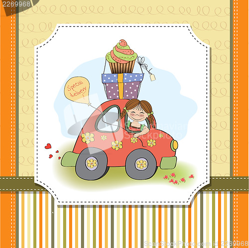 Image of birthday card with funny little girl