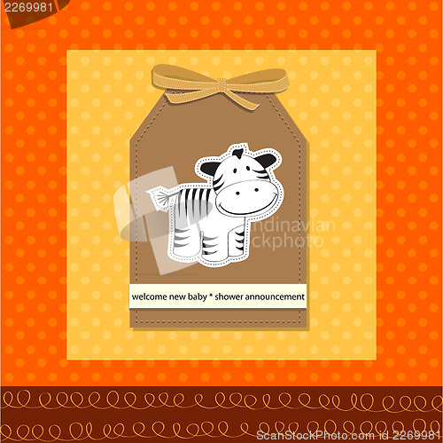 Image of cute baby shower card with zebra