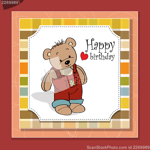 Image of birthday greeting card with teddy bear