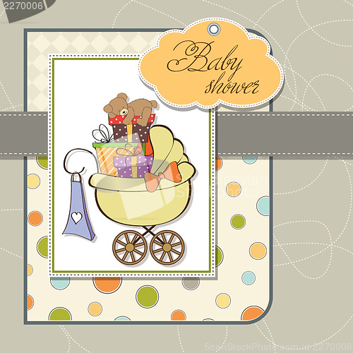 Image of baby shower card with gift boxes