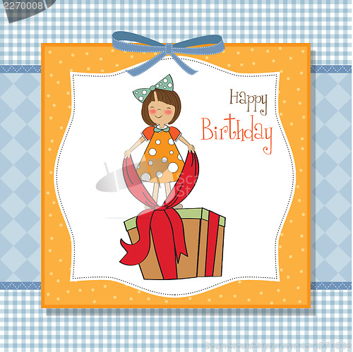 Image of a nice girl with a big gift box