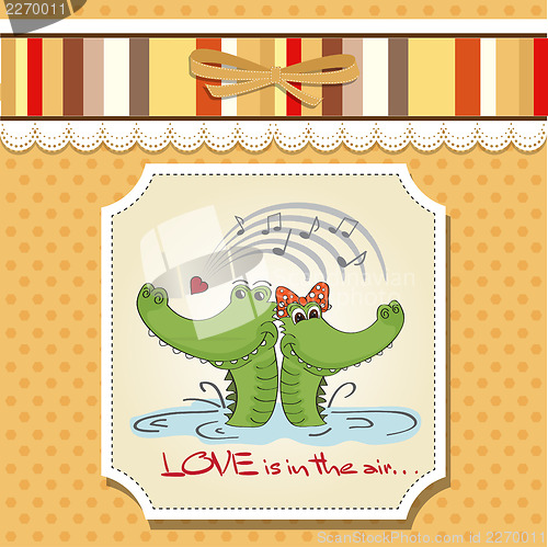 Image of Crocodiles in love.Valentine's day card