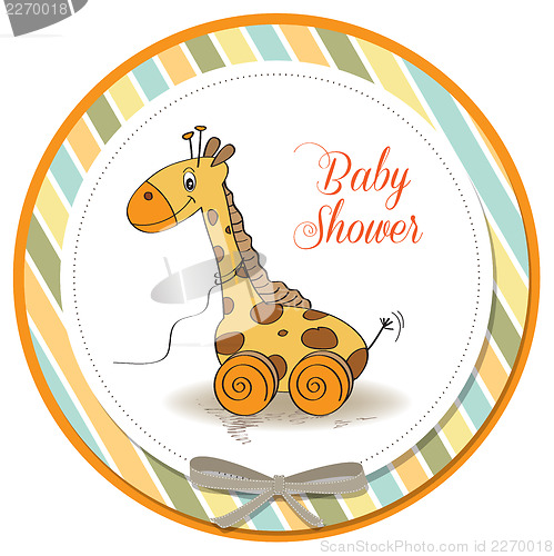 Image of Baby shower card with cute giraffe