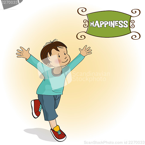 Image of happy little boy who runs