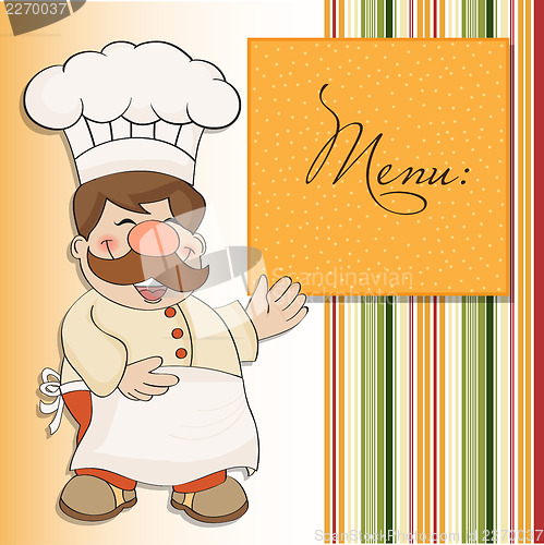 Image of Background with Smiling Chef and Menu