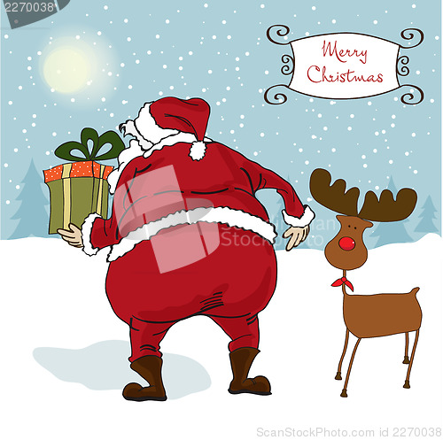 Image of Santa coming, Christmas greeting card