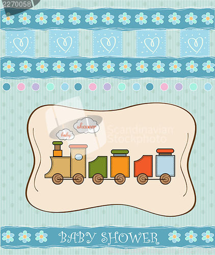Image of baby  shower card with toy train