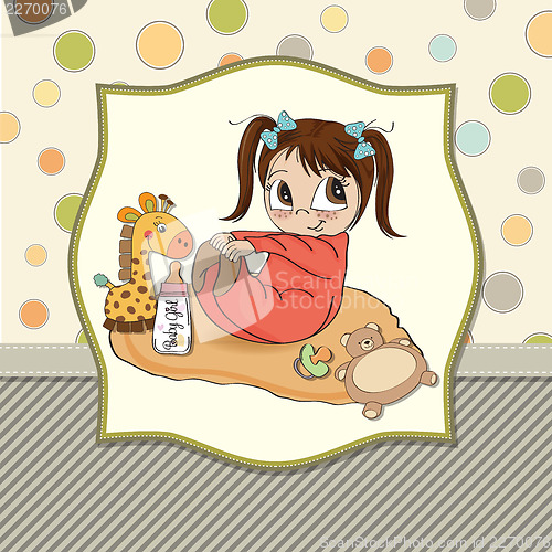 Image of little baby girl play with her toys