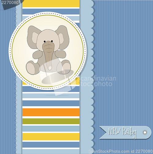Image of  baby boy announcement card with elephant