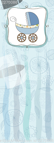Image of baby boy shower card with stroller