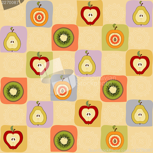 Image of childish seamless pattern with fruits