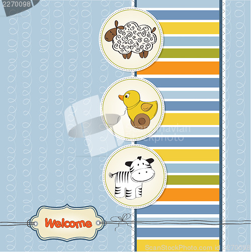 Image of baby shower card with toys