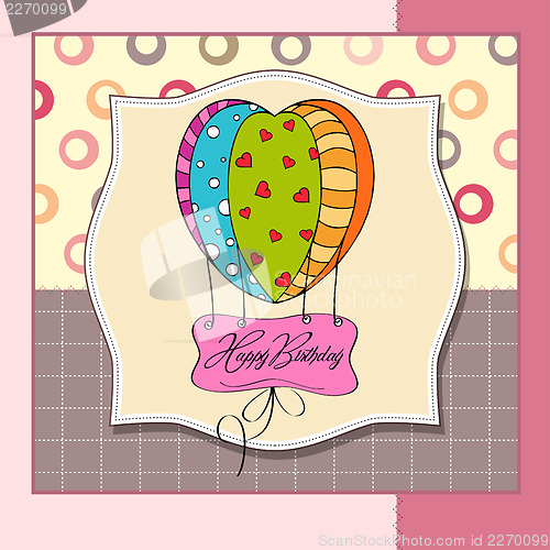 Image of happy birthday card with balloons.