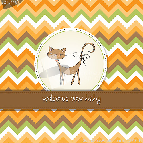 Image of new baby shower card with cat