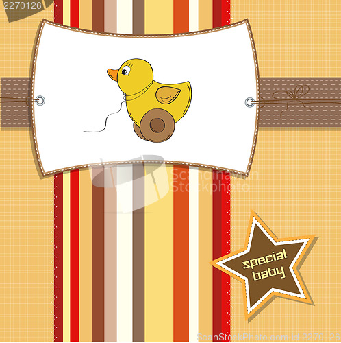 Image of welcome card with duck toy