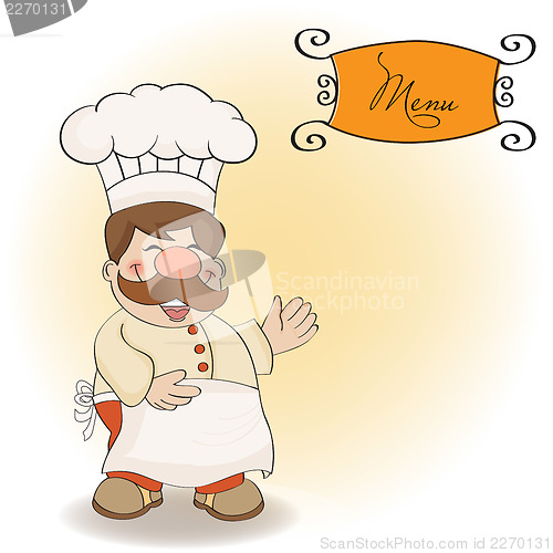 Image of Background with Smiling Chef and Menu