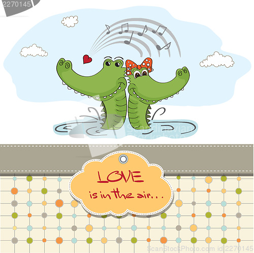 Image of Crocodiles in love.Valentine's day card