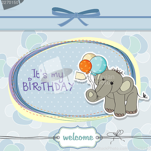 Image of baby boy birthday card with elephant