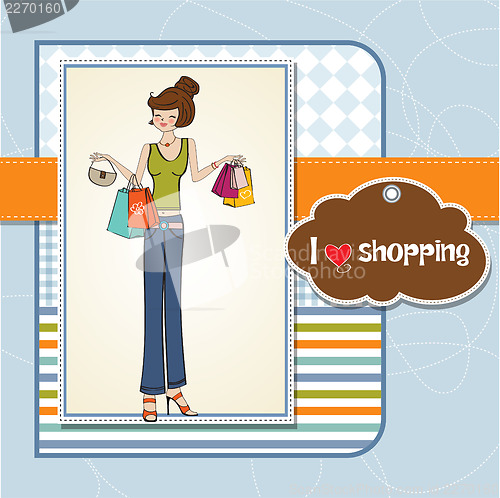Image of pretty young lady at shopping