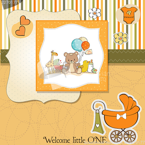 Image of baby shower card with toys
