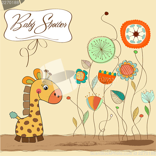 Image of new baby announcement card with giraffe
