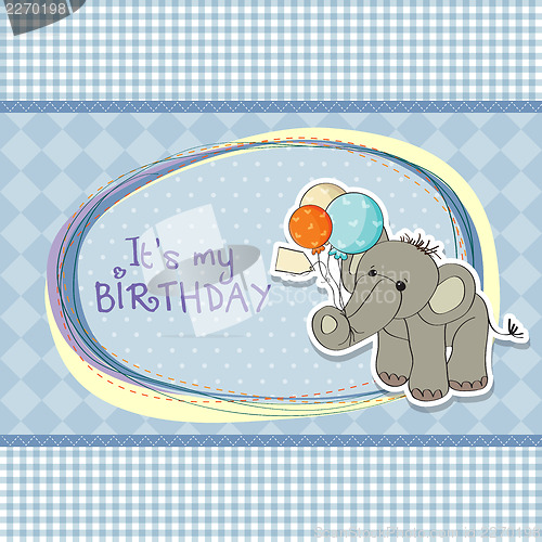 Image of baby boy birthday card with elephant