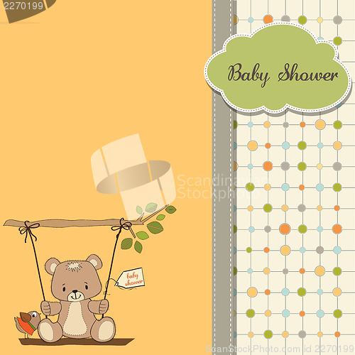 Image of baby greeting card with teddy bear