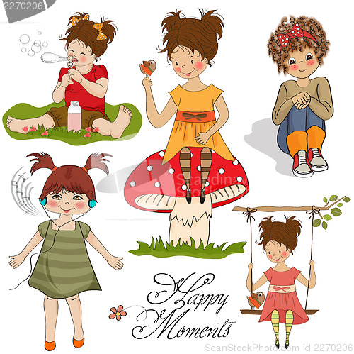 Image of happy moments items collection on white background